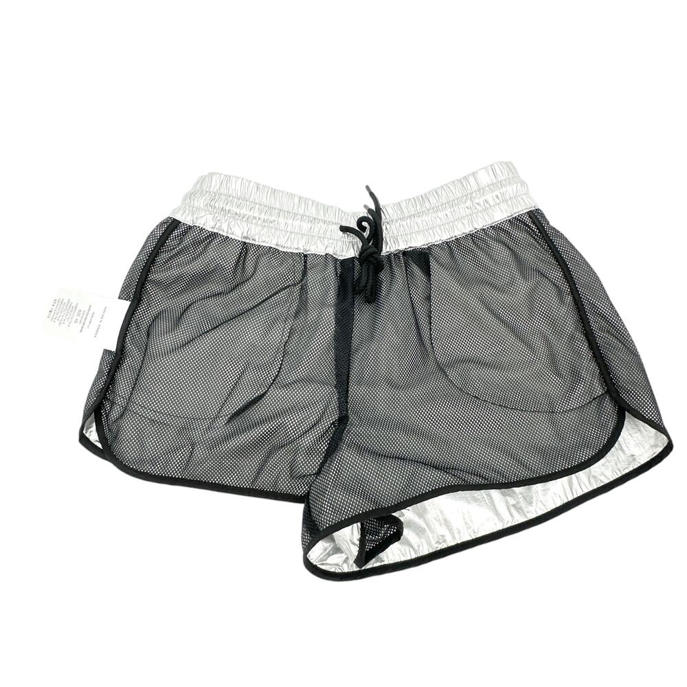 GOLDEN GOOSE Sports Diana Metallic Shorts in Silver/Black XS - Picture 12 of 14